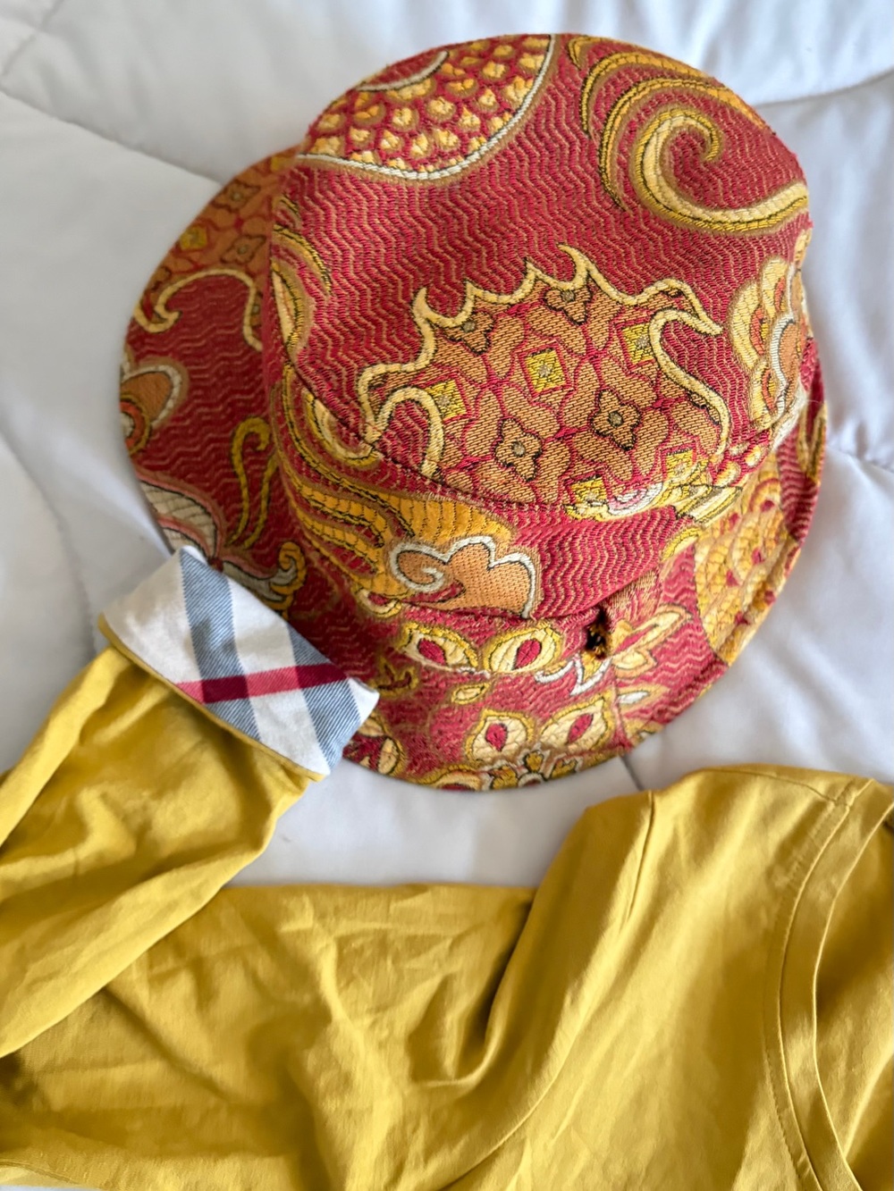 Etro Orange and Gold Paisley Bucket Hat NWOT.